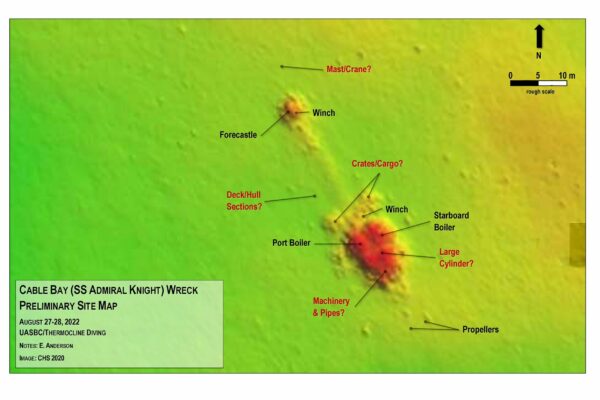 Admiral Knight Wreck Site Plan (UASBC 2022).