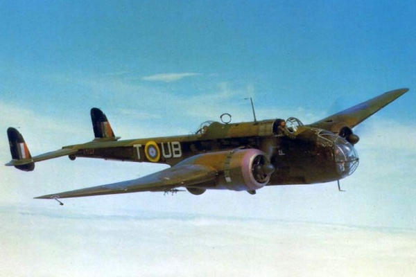 A Handley Page Hampden Mark I, AT137 'UB-T', of No. 455 Squadron RAAF based at Leuchars, Fife, Scotland (UK), in flight above clouds, May 1942. (Photo: RAF)